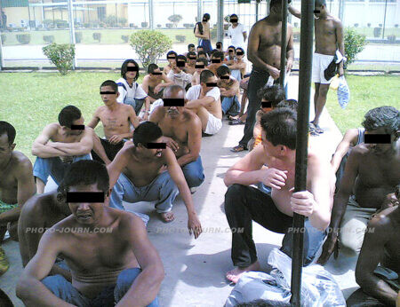Prisoners at Sungai Buloh prison where the caning video was recorded
