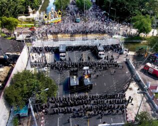 Thailand anti-democracy, anti-government protest rally December 1, 2013 aerial photos