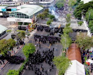 Thailand anti-democracy, anti-government protest rally December 1, 2013 aerial photos