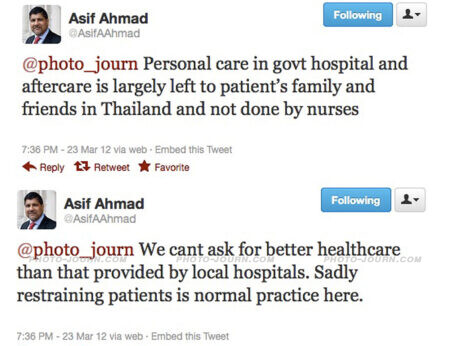 Mr Asif Ahmad's responses to Photo-journ's newsblog regarding Mr Davies' plight on March 23, 2012