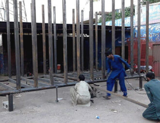 Kaavan's shipping crate being built